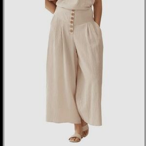 Charlie Paige Terracotta Button-Accent Pants